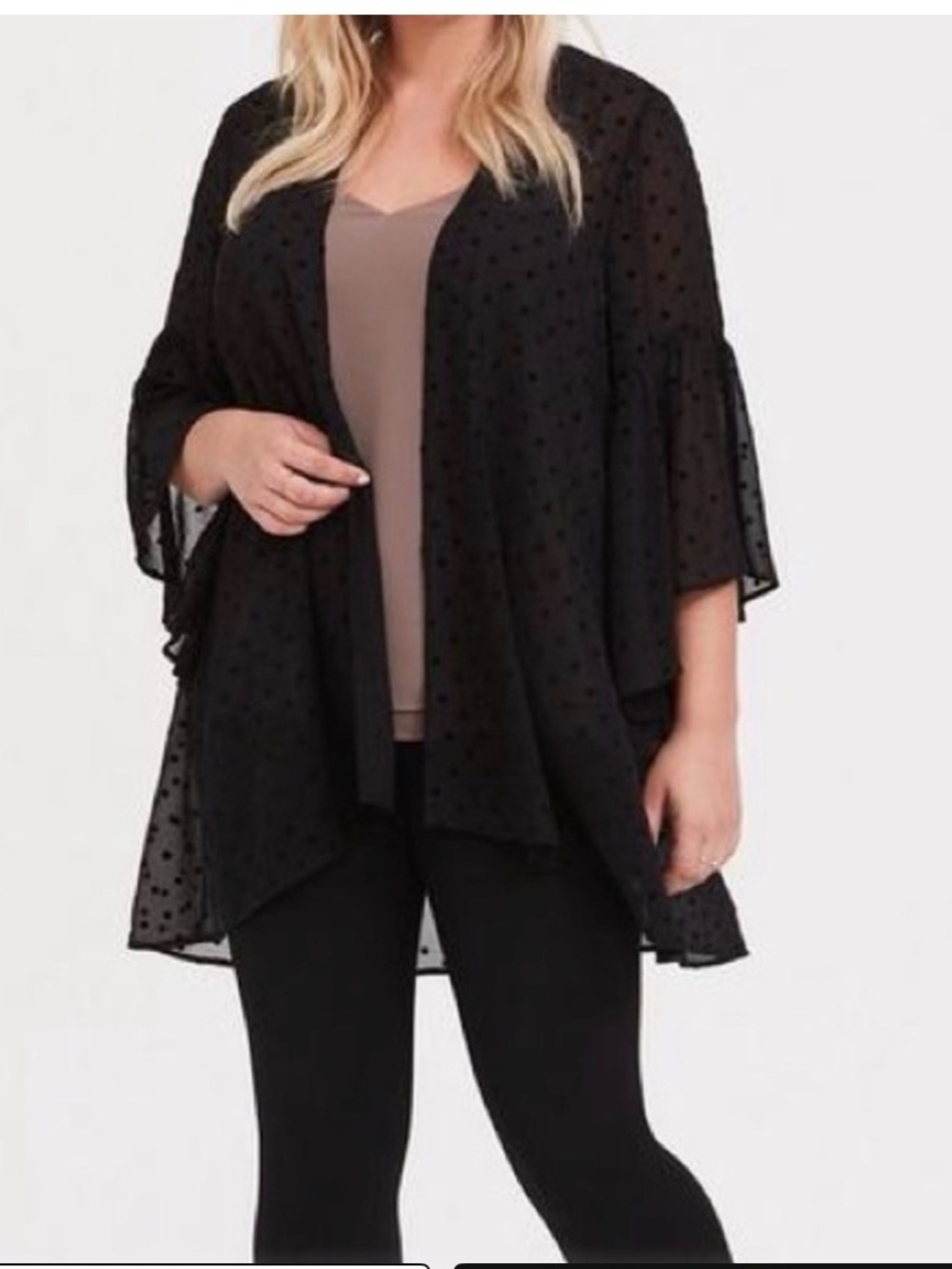 torrid Black Sheer Polka Dot Kimono Tunic 3X - Picture 3 of 6